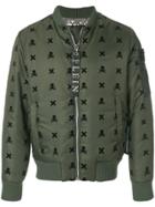 Philipp Plein Skull Patch Bomber Jacket - Green