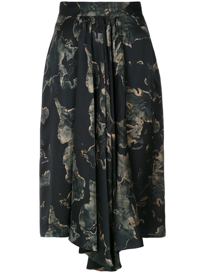 Andrea Marques Printed Ruffle Skirt - Black
