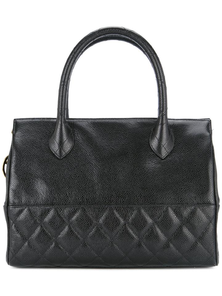 Chanel Vintage Diamond Quilt Detail Tote - Black