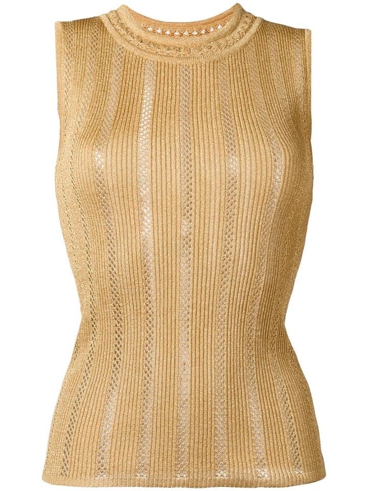 Antonio Berardi - Ribbed Knit Tank Top - Women - Polyester/rayon - 46, Brown, Polyester/rayon