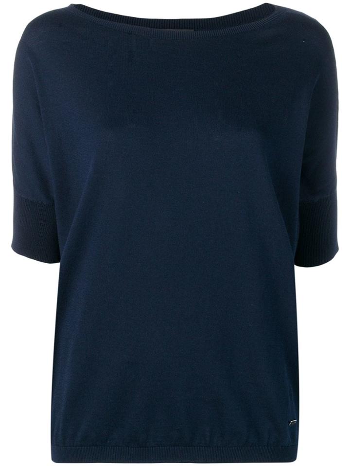 Fay Boat Neck Knitted Top - Blue