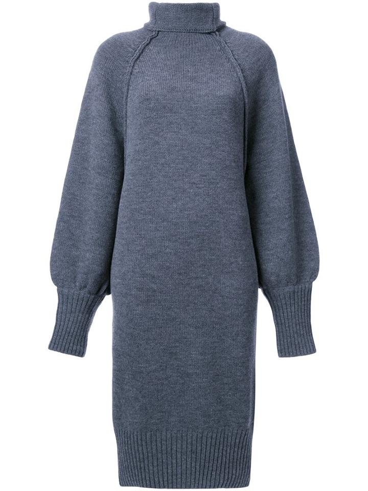 G.v.g.v. Raw Edge 'funnel Neck' Dress, Women's, Size: Xs, Grey, Wool