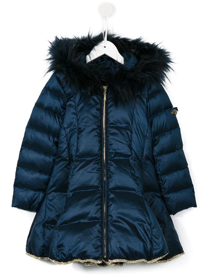Miss Blumarine Hooded Padded Coat, Girl's, Size: 8 Yrs, Blue