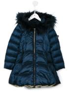 Miss Blumarine Hooded Padded Coat, Girl's, Size: 8 Yrs, Blue