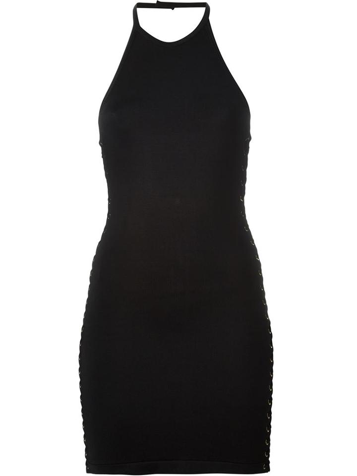 Balmain Open Back Dress, Women's, Size: 40, Black, Viscose/polyamide/spandex/elastane