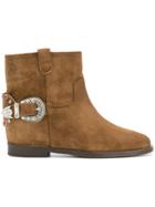 Via Roma 15 Back Buckle Ankle Boots - Brown