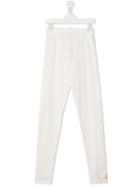Moschino Kids Logo Print Leggings, Kids Unisex, Size: 14 Yrs, White, Cotton/spandex/elastane