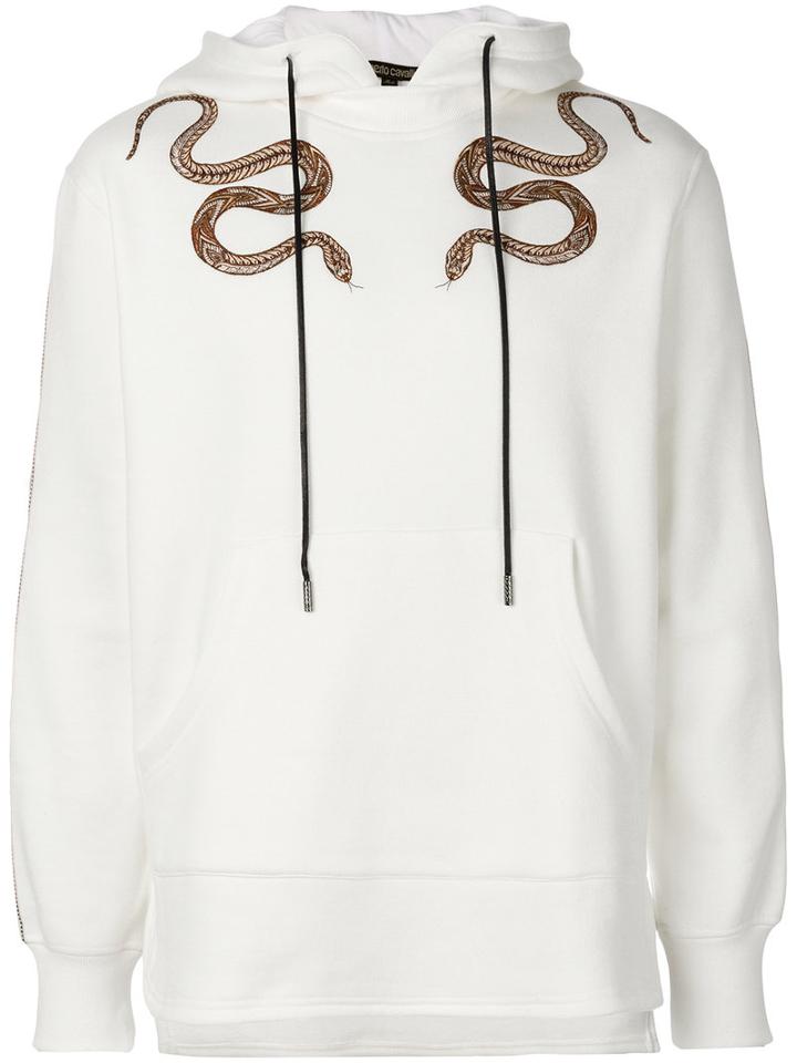 Roberto Cavalli - Snake Print Hoodie - Men - Cotton/viscose - L, White, Cotton/viscose