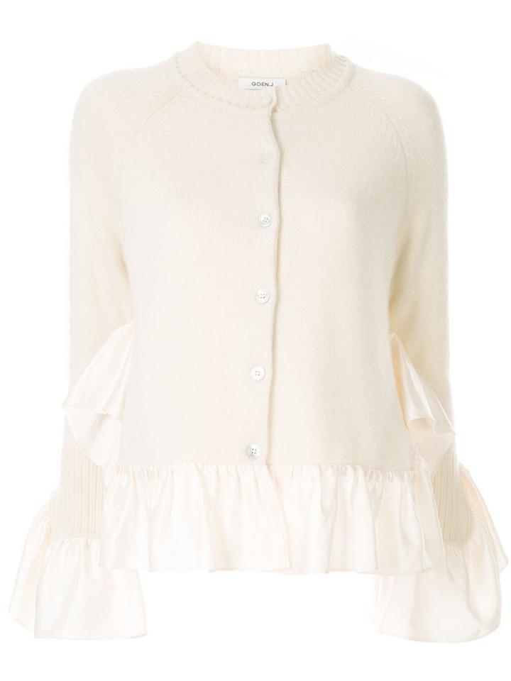 Goen.j Sculptural Ruffled Knit Cardigan - White