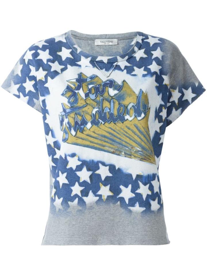 Valentino 'star Studded' T-shirt, Women's, Size: Medium, Grey, Cotton/polyamide
