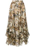 Chloé - Printed Skirt - Women - Silk/polyester - 36, Gold, Silk/polyester