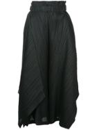 Pleats Please By Issey Miyake Flared Pleated Crop Trousers - Black