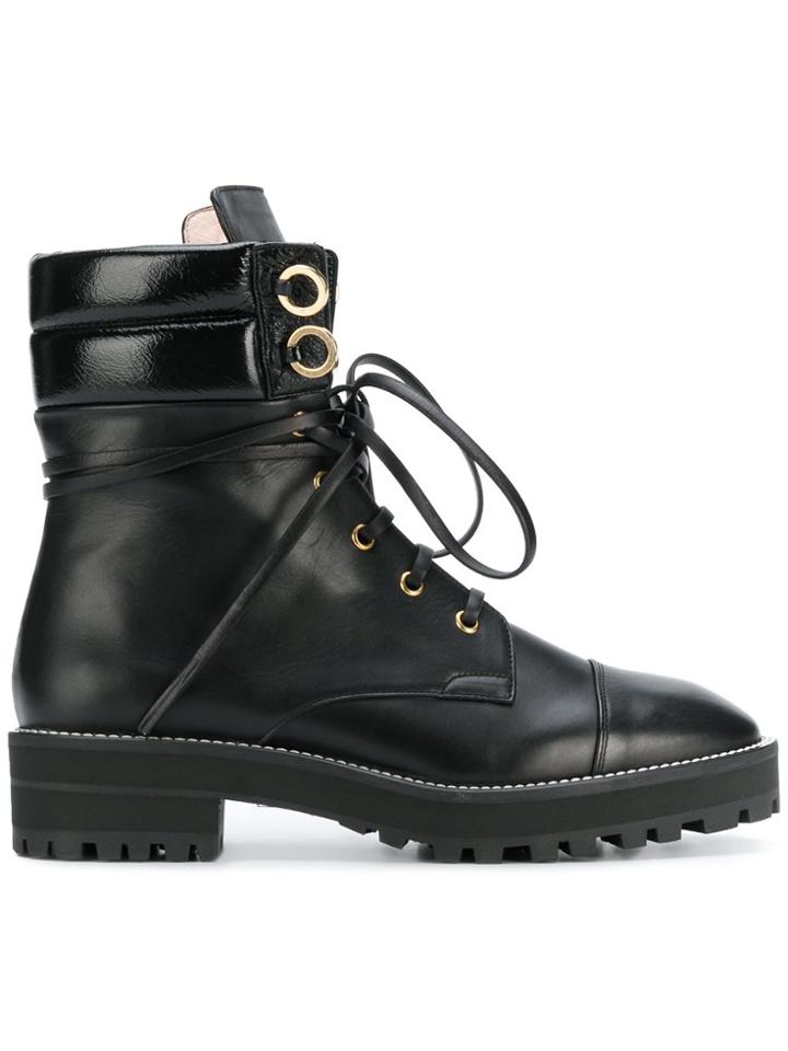 Stuart Weitzman Lace Up Boots - Black
