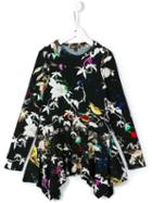 Roberto Cavalli Kids Paint Splatter Bird Dress, Girl's, Size: 12 Yrs, Black