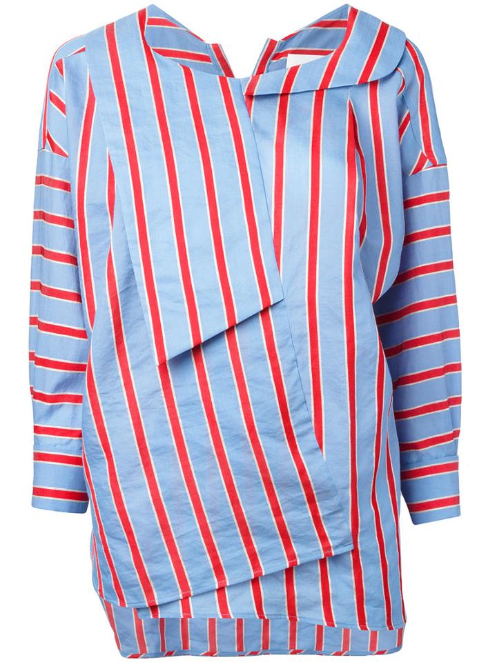 Enföld - Layered Striped Blouse - Women - Silk/cotton/linen/flax/rayon - 38, Women's, Blue, Silk/cotton/linen/flax/rayon