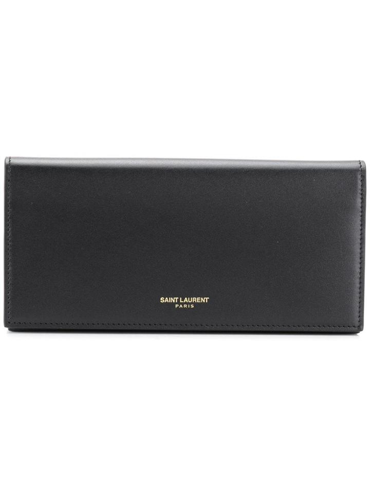 Saint Laurent Foldover Logo Wallet - Black
