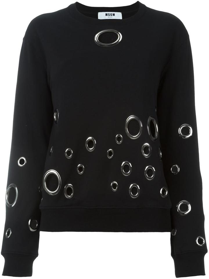 Msgm Eyelet Detail Round Neck Jumper
