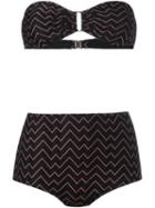 Missoni Chevron Knit Bikini, Women's, Size: 40, Black, Polyamide/spandex/elastane/rayon