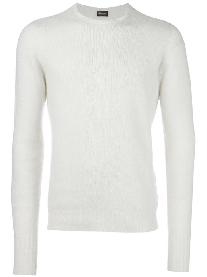 Drumohr Crew Neck Jumper, Men's, Size: 52, White, Cashmere