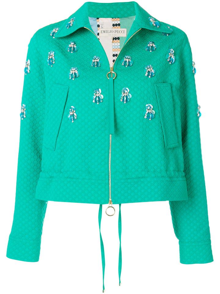 Emilio Pucci Embellished Textured Jacket - Green