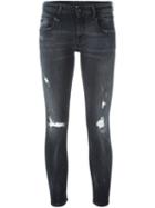 R13 Distressed Skinny Jeans, Women's, Size: 24, Black, Cotton/polyester/spandex/elastane