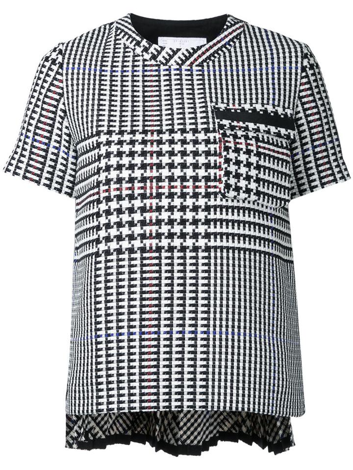 Sacai - Houndstooth Sheer Back Top - Women - Cotton - 2, Black, Cotton