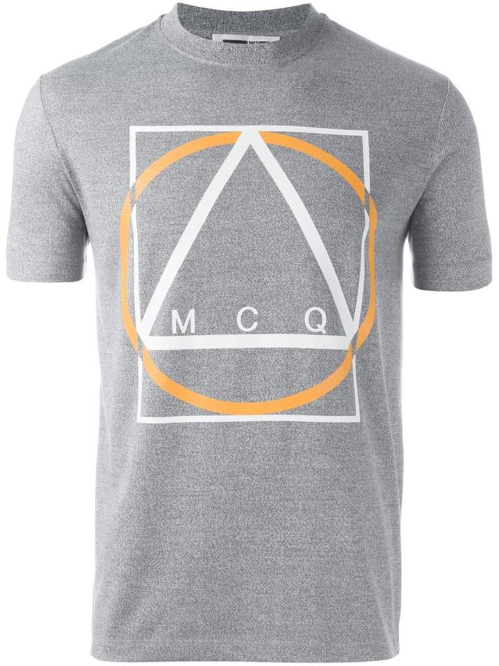 Mcq Alexander Mcqueen Multi Geo Print T-shirt, Men's, Size: Medium, Grey, Viscose/polyester