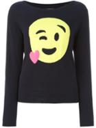Chinti And Parker Heart Emoji Sweater, Women's, Size: Medium, Blue, Cashmere