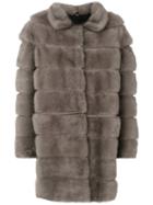 Simonetta Ravizza - Oversized Coat - Women - Silk/mink Fur - 42, Grey, Silk/mink Fur