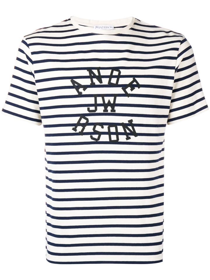Jw Anderson Logo Striped T-shirt - White