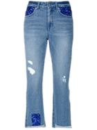 Sjyp Cropped Distressed Jeans - Blue