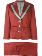 Kenzo Vintage Contrast Trim Tailored Suit - Pink & Purple