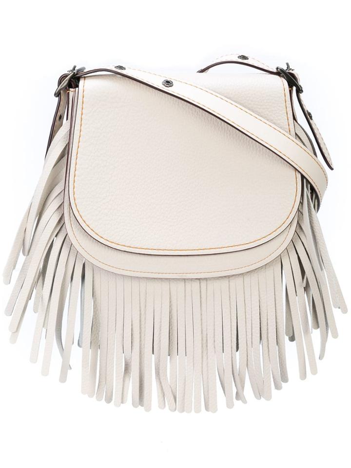 Coach Fringed Saddle 23 Crossbody - White