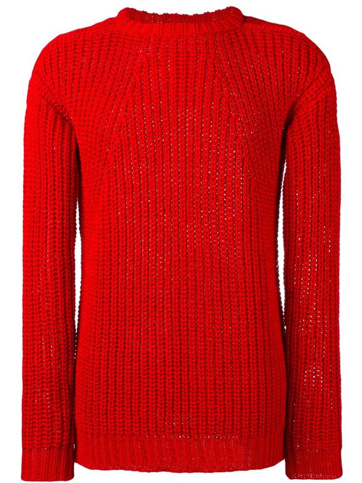 Rick Owens Open Knit Jumper, Men's, Red, Cotton