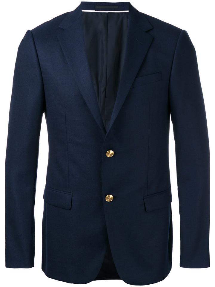 Z Zegna Gold Button Blazer, Men's, Size: 48, Blue, Cupro/wool
