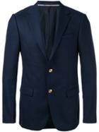 Z Zegna Gold Button Blazer, Men's, Size: 48, Blue, Cupro/wool