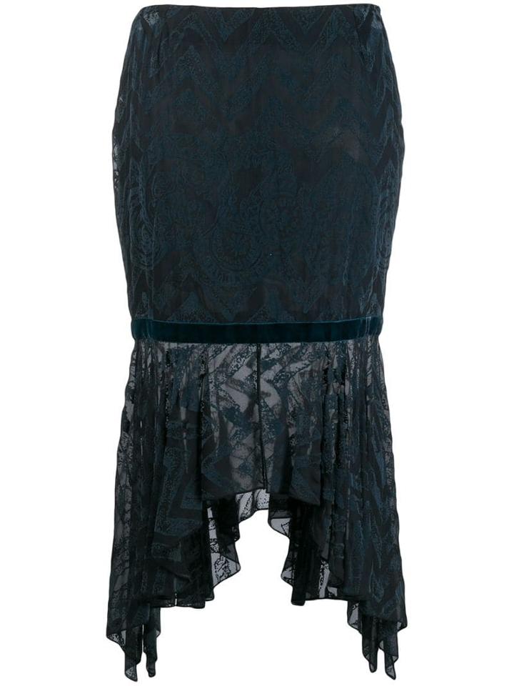 Romeo Gigli Pre-owned 1997 Textured Handkerchief Skirt - Blue