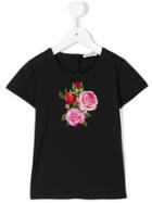 Dolce & Gabbana Kids Floral Print T-shirt, Girl's, Size: 8 Yrs, Black