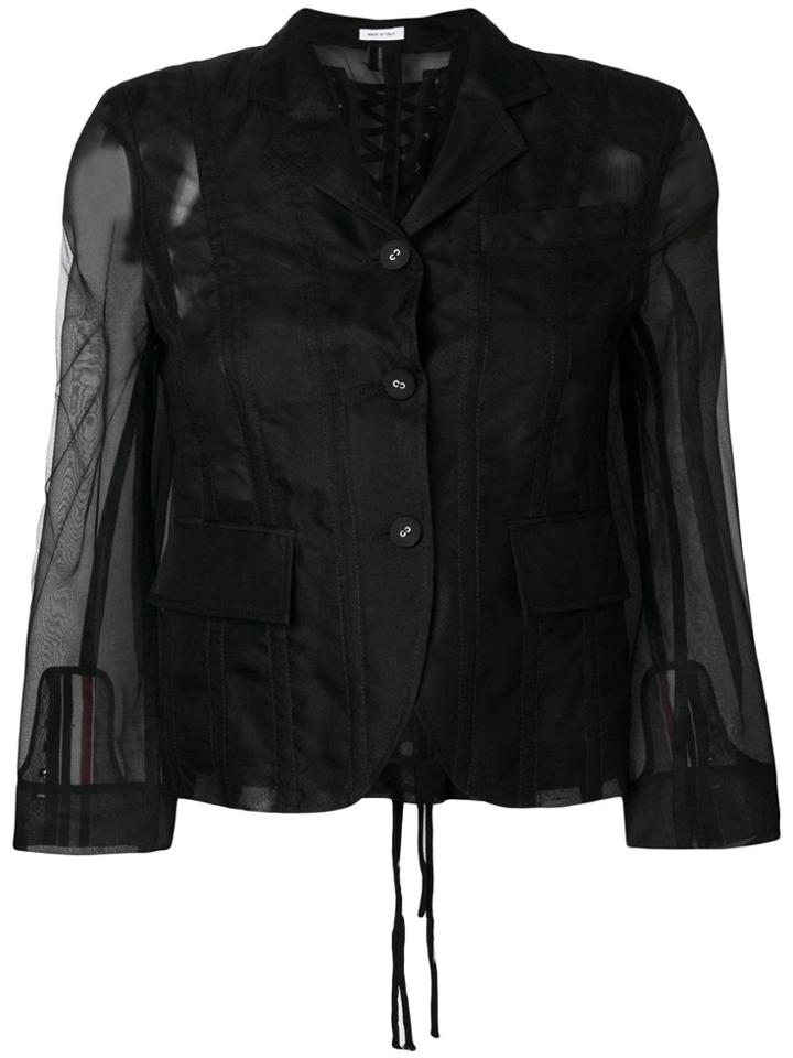 Thom Browne Lace-up Back Single Breasted Sport Coat In Soft Tulle -