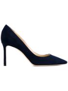 Jimmy Choo Navy Suede Romy 85 Pumps - Blue