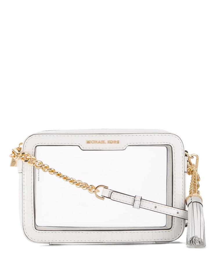 Michael Michael Kors White Leather Trim Crossbody Bag - Neutrals