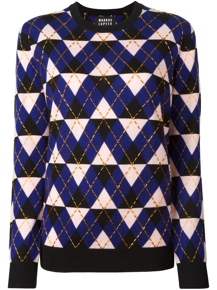 Markus Lupfer 'argyle' Jumper, Women's, Size: Xs, Black, Merino