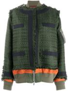 Sacai Oversized Tweed Layered Jacket - Green
