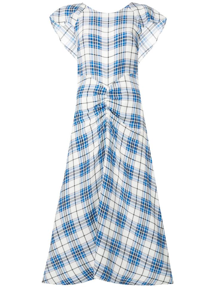 Paper London Long Check Print Dress - White
