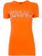 Versace Embellished Logo T-shirt, Women's, Size: 42, Yellow/orange, Viscose/spandex/elastane