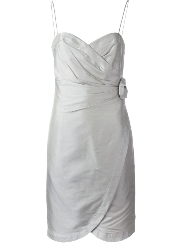 Armani Collezioni Embellished Rose Party Dress, Women's, Size: 42, Grey, Silk/polyester