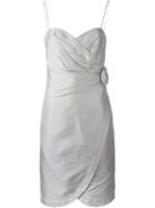 Armani Collezioni Embellished Rose Party Dress, Women's, Size: 42, Grey, Silk/polyester