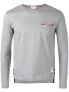 Thom Browne Longsleeve Pocket T-shirt, Men's, Size: 2, Grey, Cotton