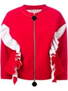 Marni Ruffle Bomber Jacket, Women's, Size: 44, Red, Viscose