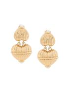 Givenchy Vintage 1980's Articulated Embossed Earrings - Gold